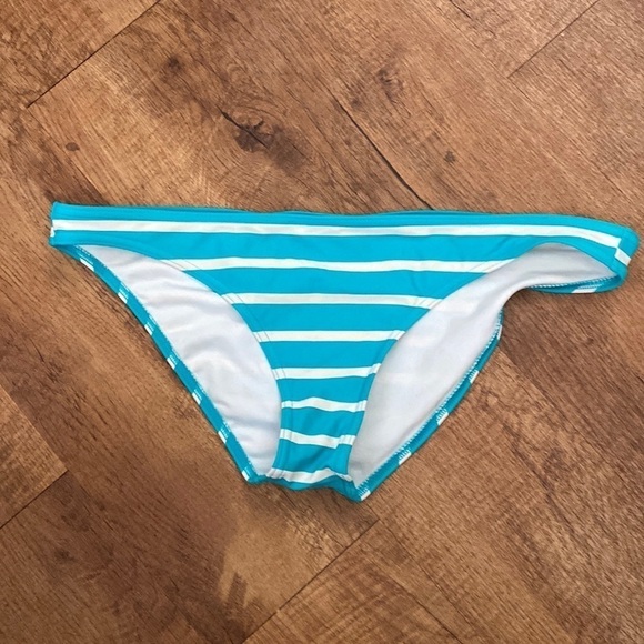 Neon Tide turquoise, and white striped bikini bottoms. Size XL - Picture 1 of 4